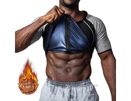 ALING Men's Weight Loss Shirt Top Training Body Shaper Clothes Sweat Sauna Suit Zipper Short Sleeve