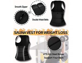 COMFREE Neoprene Sauna Suits Hot Sweat Waist Trainer Vest with Zipper and 2 Adjustable Straps Compression Heat Trapping Body Shaper Gym Sports Fitness Workout Yoga Tank Top