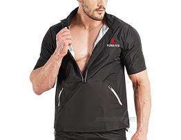 KUMAYES Sauna Suit Sweat Jacket for Men Waist Trainer Jacket Gym Workout Sauna Shirts Sweat Suits Body Shaper Zipper Tank Tops