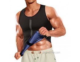 LAZAWG Sweat Vest for Men Sauna Waist Trainer Men's Slimming Body Shaper Workout Tank Top Zipper Jacket Suit Trimmer Sports