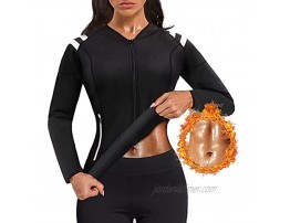 Scarboro Women Hot Neoprene Sauna Suits Long Sleeve Running Workout Jacket Tops Sweat Waist Trainer Slimming Body Shaper Shirt