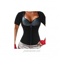 Women's Neoprene Sweat Vest Sauna Suit Slimming Body Shaper Workout Hot Waist Trainer Shirt Top With Sleeves