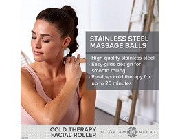 Gaiam Relax Face Massager Roller | Cold Therapy Facial Roller | Ergonomic Wooden Handle with Stainless Steel Easy-Glide Massage Balls Reduce Inflammation & Puffiness Multicolor