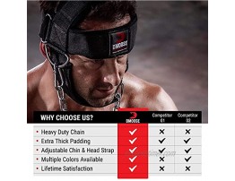 DMoose Neck Harness for Weight Lifting Neck Workout Builder Equipment for Training Gym Exerciser Head Harness Injury Recovery with Adjustable Long Steel Chain and Strap Improve Muscle Strength