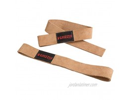 Grizzly Fitness 1.5 Premium Genuine Leather Lifting Wrist Straps for Men and Women | Sold in Pairs | One Size | Used by Pros to increase Grip Strength and Reduce Slipping | 1.5” Wide x 20.5 Long