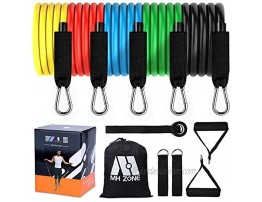 MH Zone Resistance Band Set 11 pc Resistance Band Set with 5 Exercise Bands  Door Anchor and Legs Ankle Straps Fit for Resistance Training Home Gyms Workouts 11 Piece