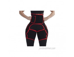 JENABOM Waist Trainer for Women New 3 in 1 Waist Thigh Trimmer Butt Lifter Stomach Body Shaper Sweat Waist Trimmer Belt for Weight Loss Body Shaper Workout 2XL-3XL Black Red