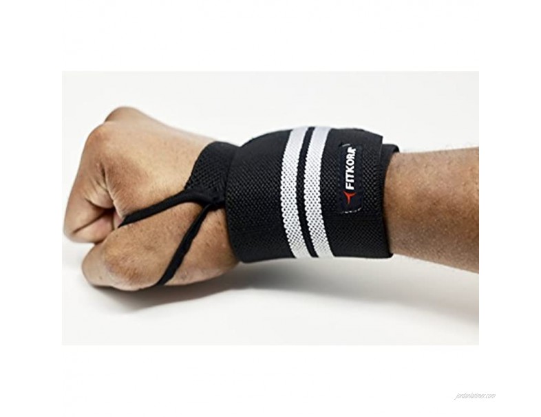 Fitkora Wrist Wraps for weightlifting powerlifting cross training bodybuilding with thumb loop. Professional grade for gym workout men and women weight lifting strength training and wrist supports