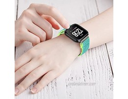 （2pack）Stretchy Nylon Watch Bands Compatible with Fitbit Versa Versa 2 Versa Lite SE,Limque Women Men Soft Breathable Adjustable Elastic Replacement Wristband Black-Green