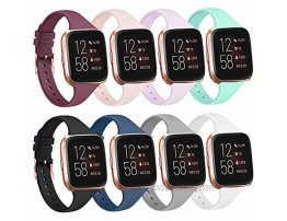 8 Pack Slim Silicone Bands Compatible with Fitbit Versa 2 Bands Fitbit Versa Fitbit Versa Lite SE Replacement Thin Narrow Wristbands Straps for Fitbit Versa 2 Smart Watch 8 Pack Small