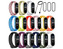 Baaletc Bands for Xiaomi Mi Band 6 Strap Mi Band 5 Strap Replacement Wristband Accessories 15 Colors + 3 Screen Protector + 1 Charger Cable