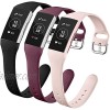 GEAK Compatible with Fitbit Charge 3 Bands Fitbit Charge 4 Bands for Women Slim Soft Silicon Replacement Band for Fitbit Charge 3 Charge 3 SE Charge 4 Bands Women Men,Small Black Sand Pink Wine Red
