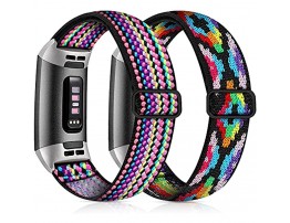GEAK Elastic Band for Fitbit Charge 3 Fitbit Charge 4 Bands Adjustable Stretch Breathable Nylon Fabric Pattern Replacement Strap for Fitbit Charge 3 Bands Women Men Aztec Colorful Colorful Rope