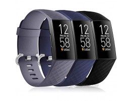 Maledan Compatible with Fitbit Charge 4 Bands and Charge 3 Bands for Women Men Large Black Gray Blue 3 Pack Waterproof Sport Strap Replacement Band for Charge 3 Charge 4 Charge 3 SE