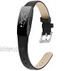 MEFEO Compatible with Fitbit Inspire Bands Inspire HR Band Genuine Leather Slim Soft Strap Wristbands Accessories Replacement for Fitbit Inspire Fitness Tracker Black Small 5.8-7.6