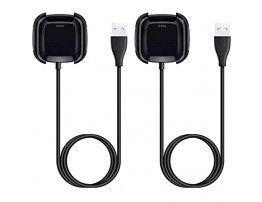 NANW 2-Pack Charger Compatible with Fitbit Versa Versa Lite Edition Not for Versa 2 USB Replacement Charging Cable Dock Cord Station Cradle Adapter Accessories for Versa Smartwatch