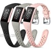 Nofeda Bands Compatible with Fitbit Charge 3 Charge 4 Charge 3 SE,Slim Soft Breathable Replacement Sport Wristband with Air Holes for Women Men,Small Black Pink Sand Gray
