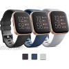 Pack 3 Soft Silicone Bands for Fitbit Versa 2 Fitbit Versa Fitbit Versa Lite Classic Adjustable Sport Bands for Women Men Small LargeWithout Tracker Large Black+Blue+Grey