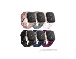 [Pack 6] Bands Compatible with Fitbit Versa Bands Fitbit Versa 2 Bands for Women Men Silicone Breathable Sport Wristbands for Fitbit Versa Lite Bands Fitbit Versa SE Bands Small
