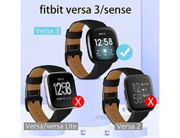 SKYLET Bands Compatible with Fitbit Versa 3 Fitbit Sense Women Men Soft Geniune Leather Replacement Straps Wristbands Black with Black Buckle Large