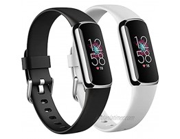 SOONORY Compatible with Fitbit Luxe Sport Bands 2 Pack Women Men Large Small Soft Replacement Wristband Slim Strap Accessories for Luxe Tracker Small Wrist Size: 5.3-7.9 Black+White