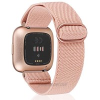 TOYOUTHS Compatible with Fitbit Versa 2 Bands Elastic Strap Replacement for Versa Lite Edition Adjustable Nylon Fabric Solo Loop Scrunchies Bracelet Stretchy Wristband Women Men