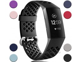 Wepro Bands Compatible with Fitbit Charge 4 Charge 3 Charge 3 SE Waterproof Band with Breathable Holes for Women Men Small Large
