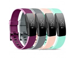 Vancle 4 Pack Silicone Bands Compatible with Fitbit Inspire HR & Fitbit Inspire & Fitbit Ace 2 Fitness Tracker for Women Men