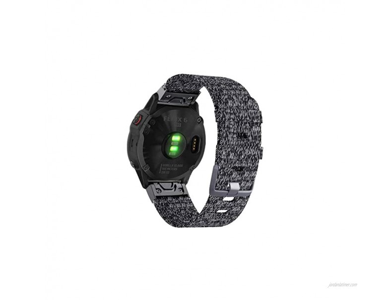 Abanen for Fenix 5 Fenix 6 Pro Nylon Watch Band 22mm Quick Release Fit Breathable Soft Woven Nylon Wristband Strap for Garmin Fenix 5 5 Plus,Fenix 6 Pro Sapphire,Instinct,Approach S62 Silver-Black