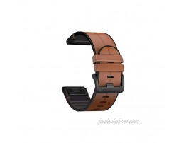 Abanen for Garmin Fenix 6X Fenix 5X Watch Band Quick Easy Fit 26mm Soft Genuine Leather Hybrid Silicone Sweatproof Wristband Strap for Fenix 6X Pro Sapphire,Fenix 5X Plus,Tactix Delta,Fenix 3,Enduro