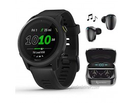 Garmin Forerunner 745 GPS Running and Triathlon Smartwatch Black with Wearable4U Black Earbuds with Charging Power Bank Case Bundle