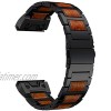 LDFAS Fenix 6 Pro 5 Plus Band Natural Wood Red Sandalwood Black Stainless Steel Metal Watch Band 22mm Quick Release Easy Fit Strap Compatible for Garmin Fenix 5 6 Pro Forerunner 935 945 Smartwatch