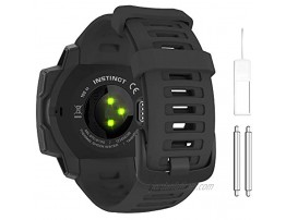 MoKo Watch Band Compatible with Garmin Instinct Sports GPS Smart Watch Soft Silicone Adjustable Replacement Strap Fit Garmin Instinct Instinct Tide Instinct Tactical Instinct Solar Black