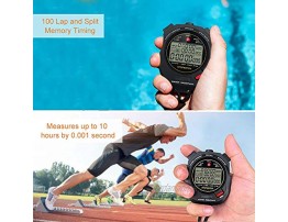 BALMOST Professional Stopwatch Timer for Sports Digital Track Stopwatch with Countdown Timer 100 Lap Split Memory 0.001 Second Timing 3 RowLCDDisplay Multifunctional Stopwatches for Swim Meet