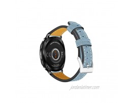 ECSEM Band Compatible with Garmin Vivomove HR Bands Replacement Sewn Leather Watch Straps Accessories Wristband Colorful Sports Bracelet for Garmin Vivoactive 3 Forerunner 645 Vivomove 3 Venu Blue