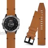 Junboer Compatible with Fenix 6 Leather Band Premium Cowhide Leather Replacement Strap Wristband Compatible for Fenix 6 Fenix 6 Pro Fenix 5 Fenix 5Plus Forerunner 935 945 Approach S60 Quatix 5 Brown