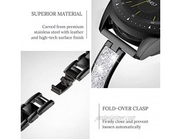 TOYOUTHS Stylish Strap Compatible with Samsung Galaxy Watch 42mm Bands Women Replacement Slim Wristband for Galaxy Active 2 40mm 44mm Gear S2 Classic Gear Sport Stainless Steel Metal+Leather