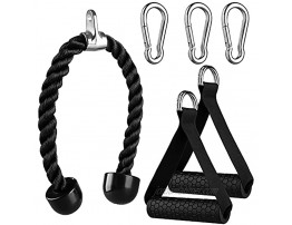 SDVJLKV Tricep Rope with 2 Gym Cable Handles Resistance Band Handles & 3 Carabiner Clips Tricep Pull Down Rope