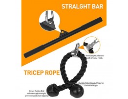 Viajero Pulley System Gym LAT Pull Down & Lift Up Machine with Tricep Rope & Curl Bar Loading Pin 90”Adjustable Pulley Cable for Home Workout Exercise Equipment Fitness Weights Attachment