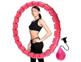 HOMCHEK Smart Weighted Hula Hoop for Adults Exercising Weight Loss 24 Detachable Knots 2 in 1 Abdomen Fitness Circular with Non-Fall Auto-Spinning Ball Massage Hoola Hoop
