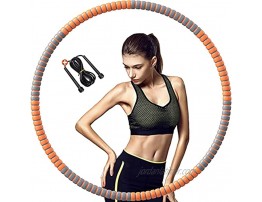 SPSH Weighted Hula Hoola Hoop with Jump Rope Hula Workout Fitness Hoops for Adults Weight Loss-2.7lb 8 Sections Detachable Exercise Hoop Stainless Steel Core Wrapped by Soft High-Density Foam