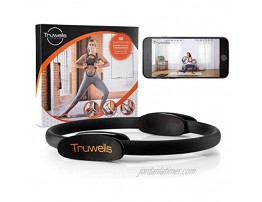 Truwells Pilates Ring Muscle Toner – Yoga Ring and Magic Circle Arm Waist and Thigh Trainer for Women – Unbreakable Fiberglass Construction with Padded Handles and Drawstring Travel Bag